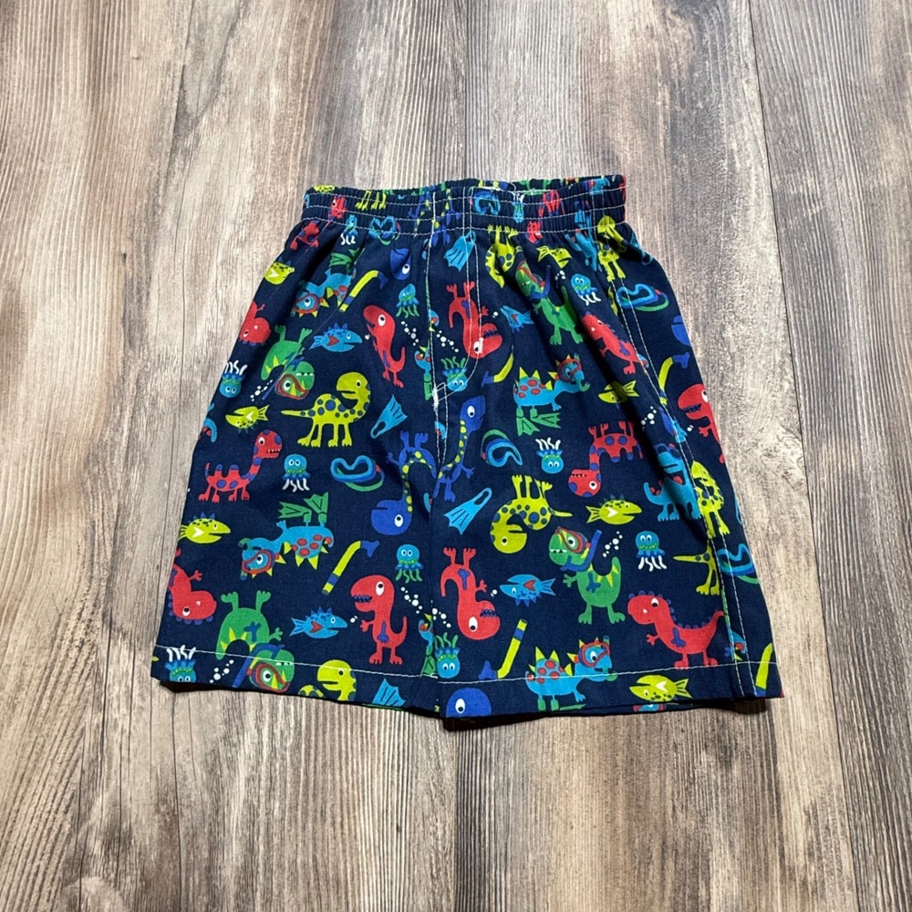 Kids Headquarters Toddler Boys Dinosaur Scuba Shorts Navy Blue 24M
